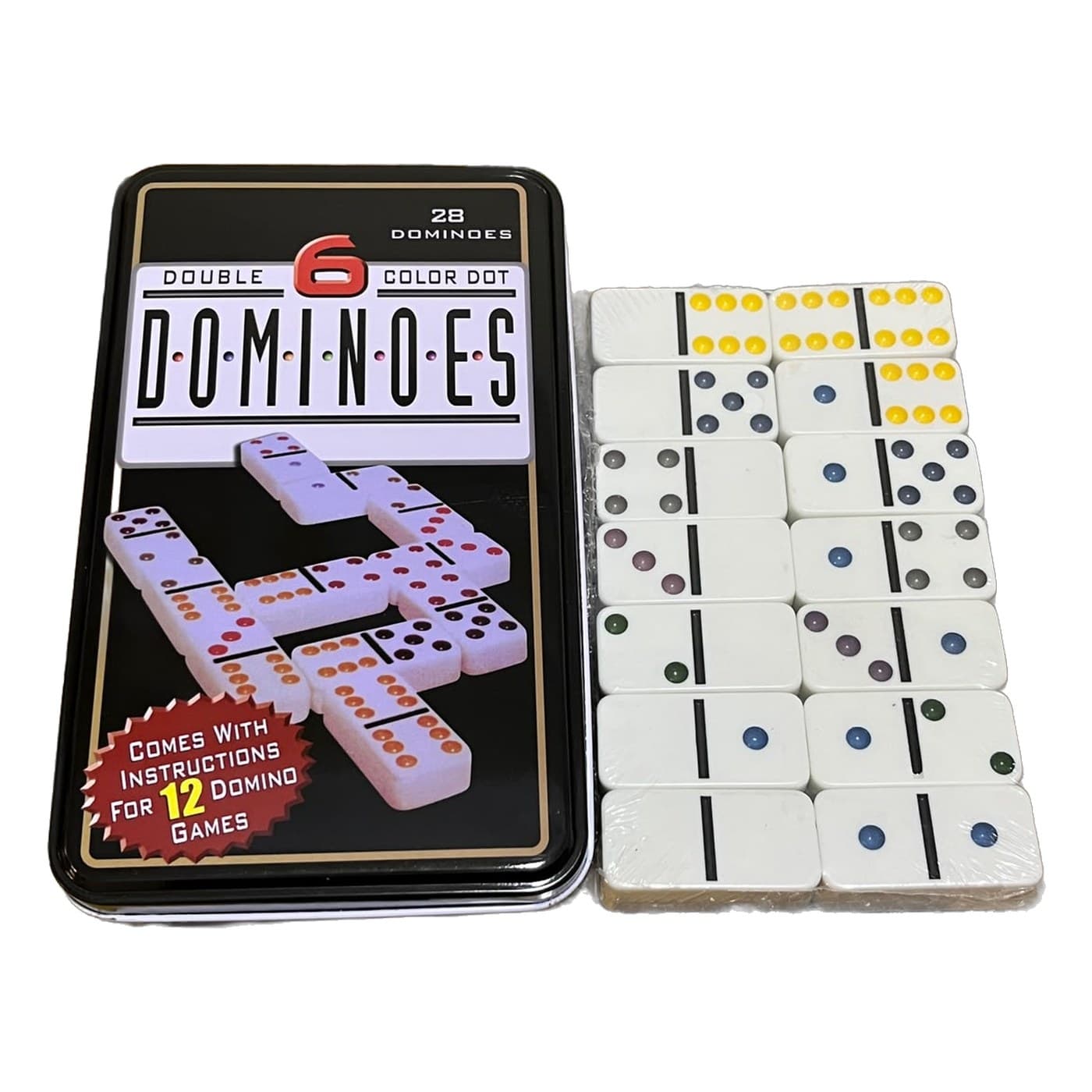 Dominoes Double-6 — Boîte métal 28 pièces