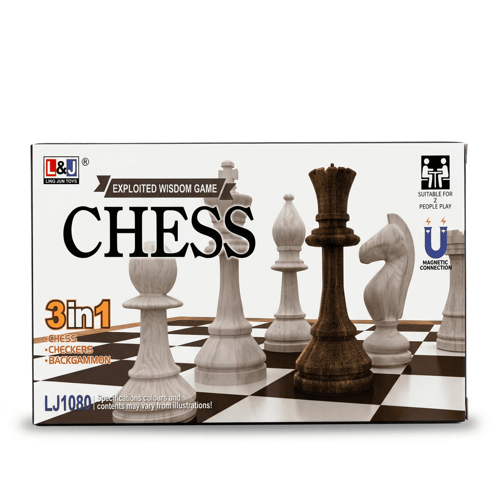 Échecs 3 en 1 magnétique – Échecs, Dames, Backgammon