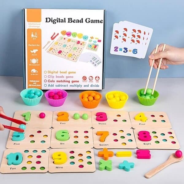 Jeu Montessori de comptage en perles de bois – Chiffres 1 à 10 — CasaPlay